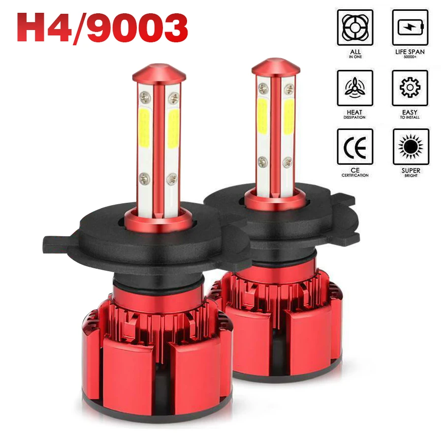 

1 пара H4 9003 светодиодный ные фары дальнего/дальнего света Высокая мощность 110 Вт 48000LM 6000K чистый белый автомобильный комплект противотуманны...