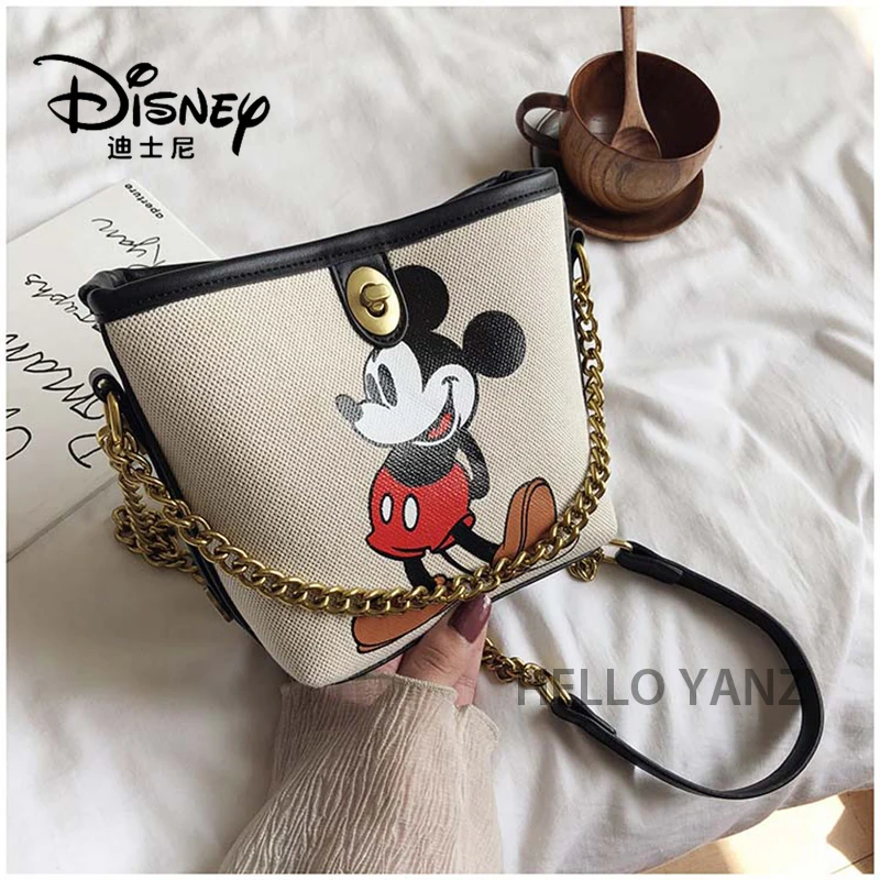 

Bags 2021 Women's Brand New Cartoon Mickey Mouse Print Canvas Mini Chain Shoulder Bag Messenger Bag