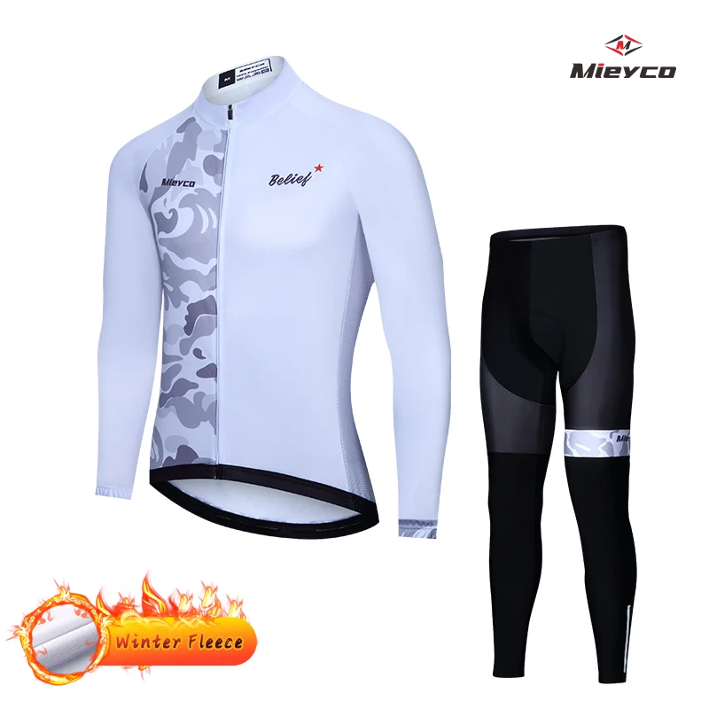 

Зимний теплый флисовый комплект одежды из Джерси для велоспорта 2022, костюм для горного велосипеда с длинными рукавами, брюки с подкладкой 20D...