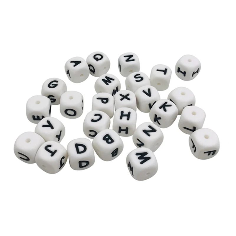 Coskiss-Cuentas de silicona de 12mm para manualidades, abalorios de letras del alfabeto, cuentas de silicona de grado alimenticio, collar de dentici&oacute;n, cuentas de enfermer&iacute;a, 20 Uds.-1