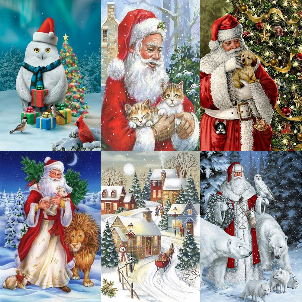 Бриллианты вышивка живопись Полный Круглый Санта Клаус Снеговик 5d Сделай Сам