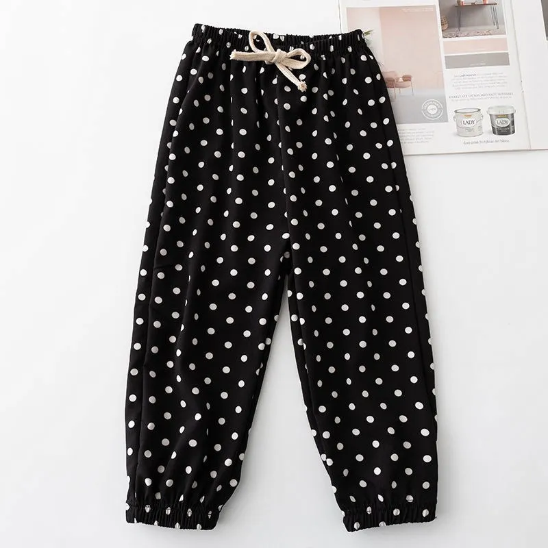 3-10Years Children's Summer Anti-mosquito Pants Bloomers Thin Polka Dot Baby Polyester Pants Girls and Girls Baby Kids Clothes images - 6