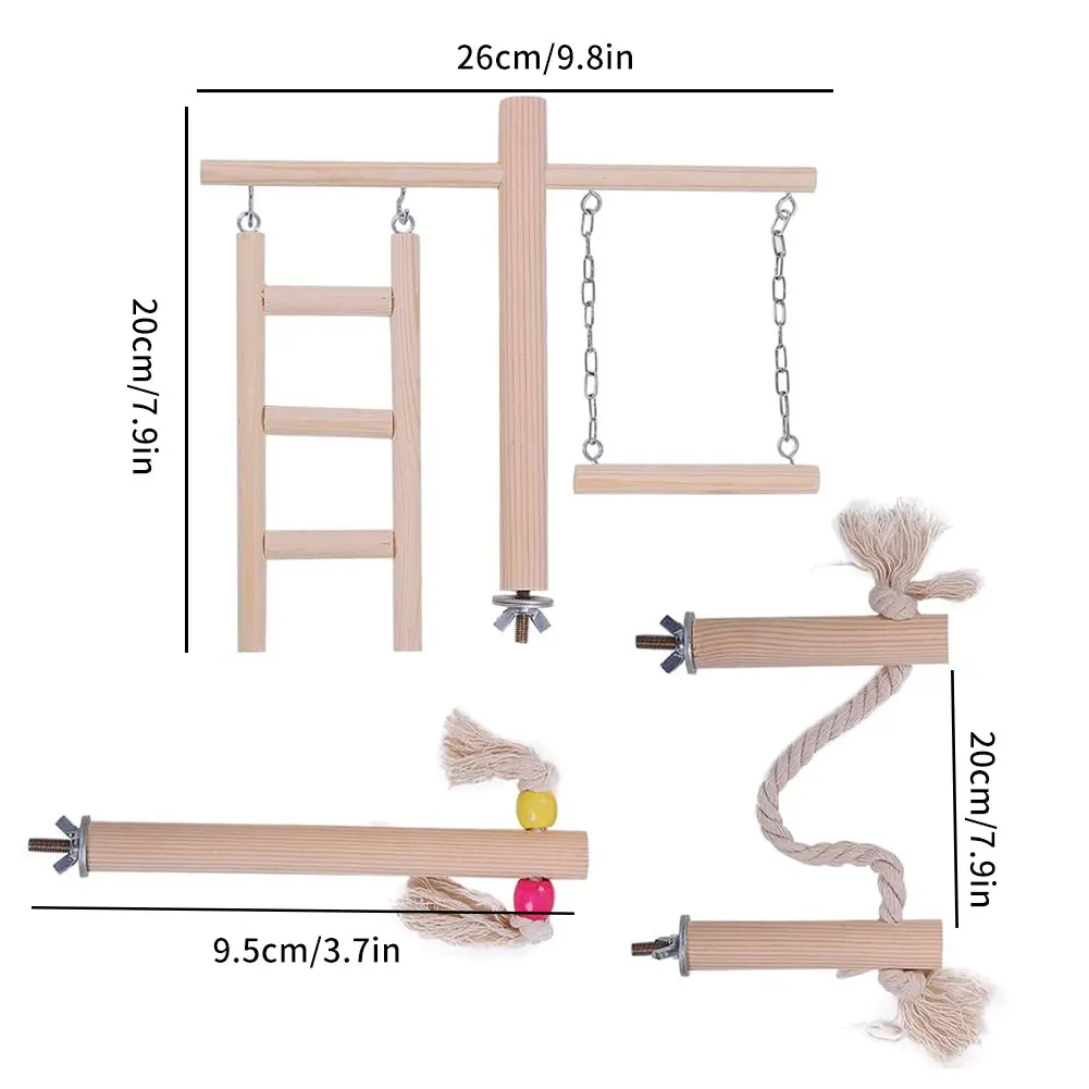 

Pet Bird Stand Swing Ladder Double Layer Parrot Toy Frame Playground Bird Gym Climbing Toys Set for Parakeet Cockatiel Pets