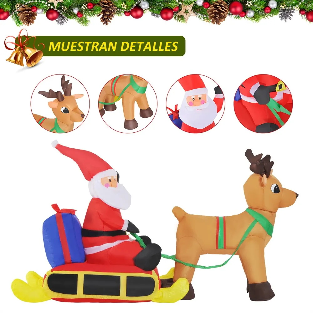 HOMCOM Decoracion Navidena надувной Papa и I Love Noel con Рино 8 Luces светодиодный потолочный интерьер y