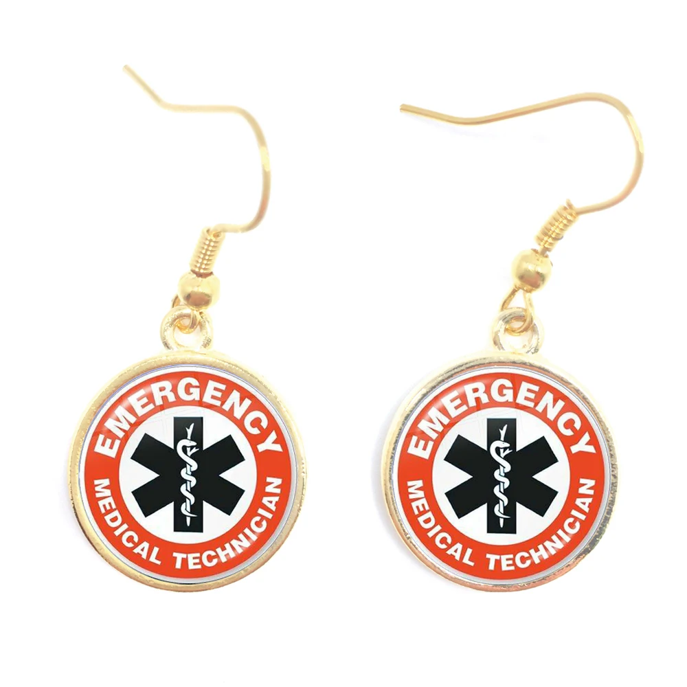 Аварийный медицинский техник логотип парамедика висячие серьги стеклянный