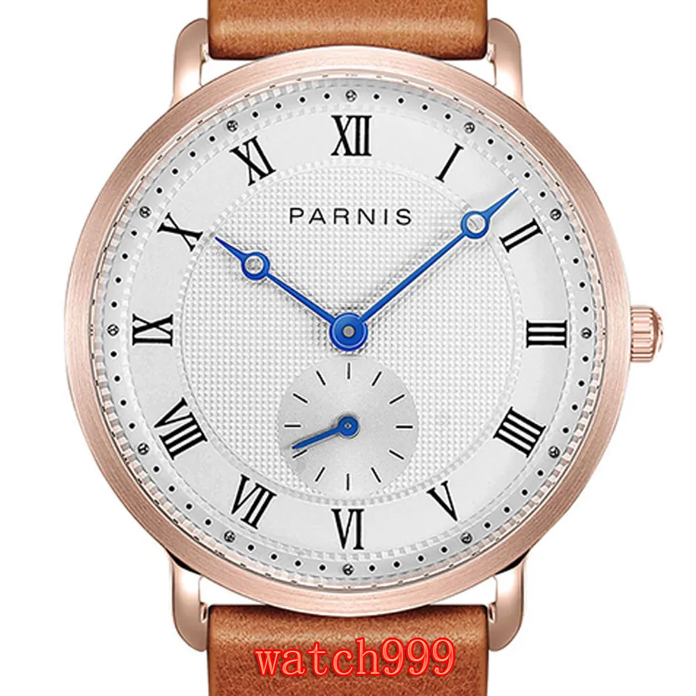 Часы наручные Parnis Мужские кварцевые с белым циферблатом и синей указкой модные
