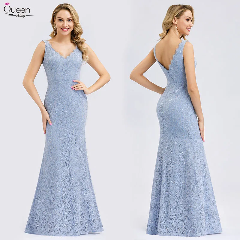 Элегантные вечерние платья длинные королева эбби русалка двойной v образный