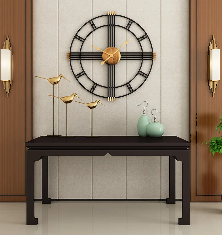 Часы из кованого железа 80 см настенное украшение для ресторана фоновый декор