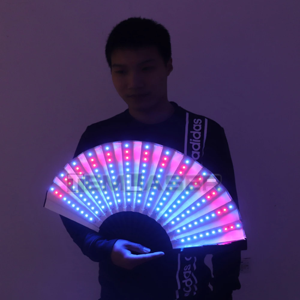 Ventilador LED a todo Color para actuaciones, luces de baile, espect&aacute;culo nocturno, cantante, DJ, disfraces fluorescentes, regalos para fiestas de Halloween-5