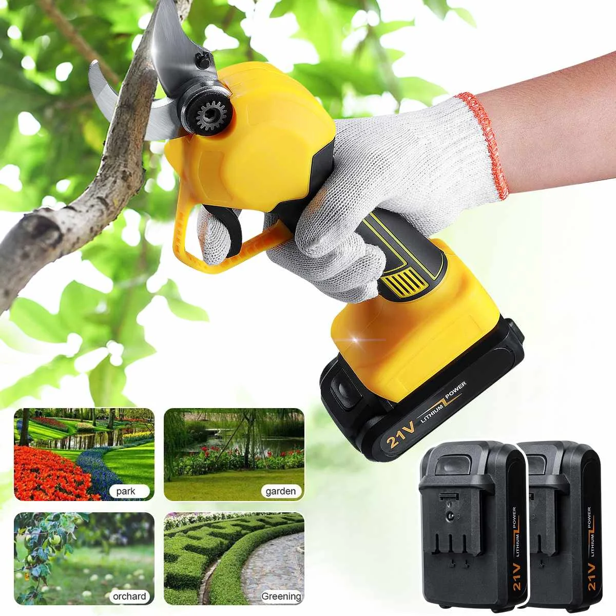 

Brushless Electric Pruning Shears 30mm Rechargeable Pruner Trimmer Power Cutting Fruit Tree Bonsai Garden Scissors with Battery