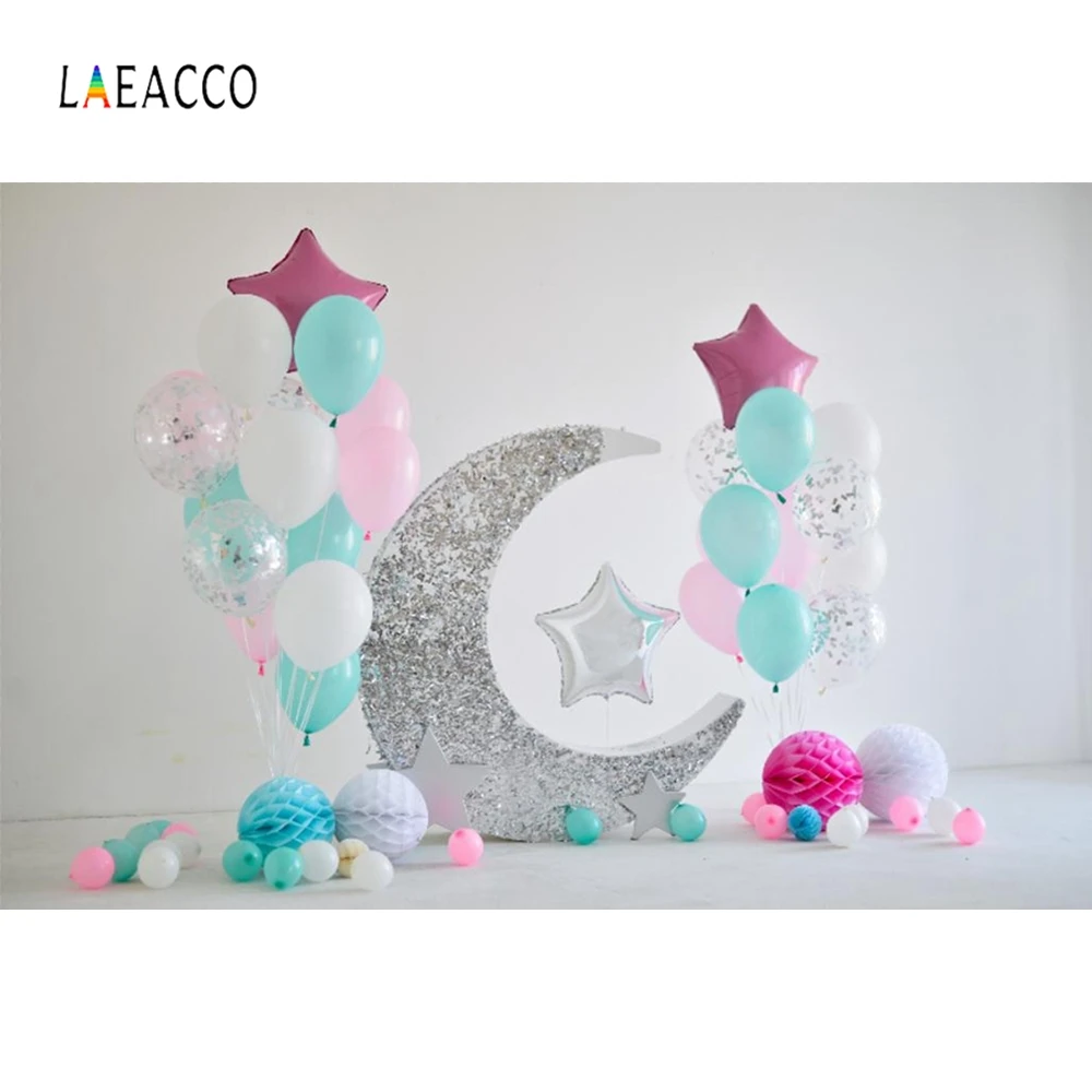 Laeacco воздушные шары Цветы Луна звезды ребенок день рождения фотография фон