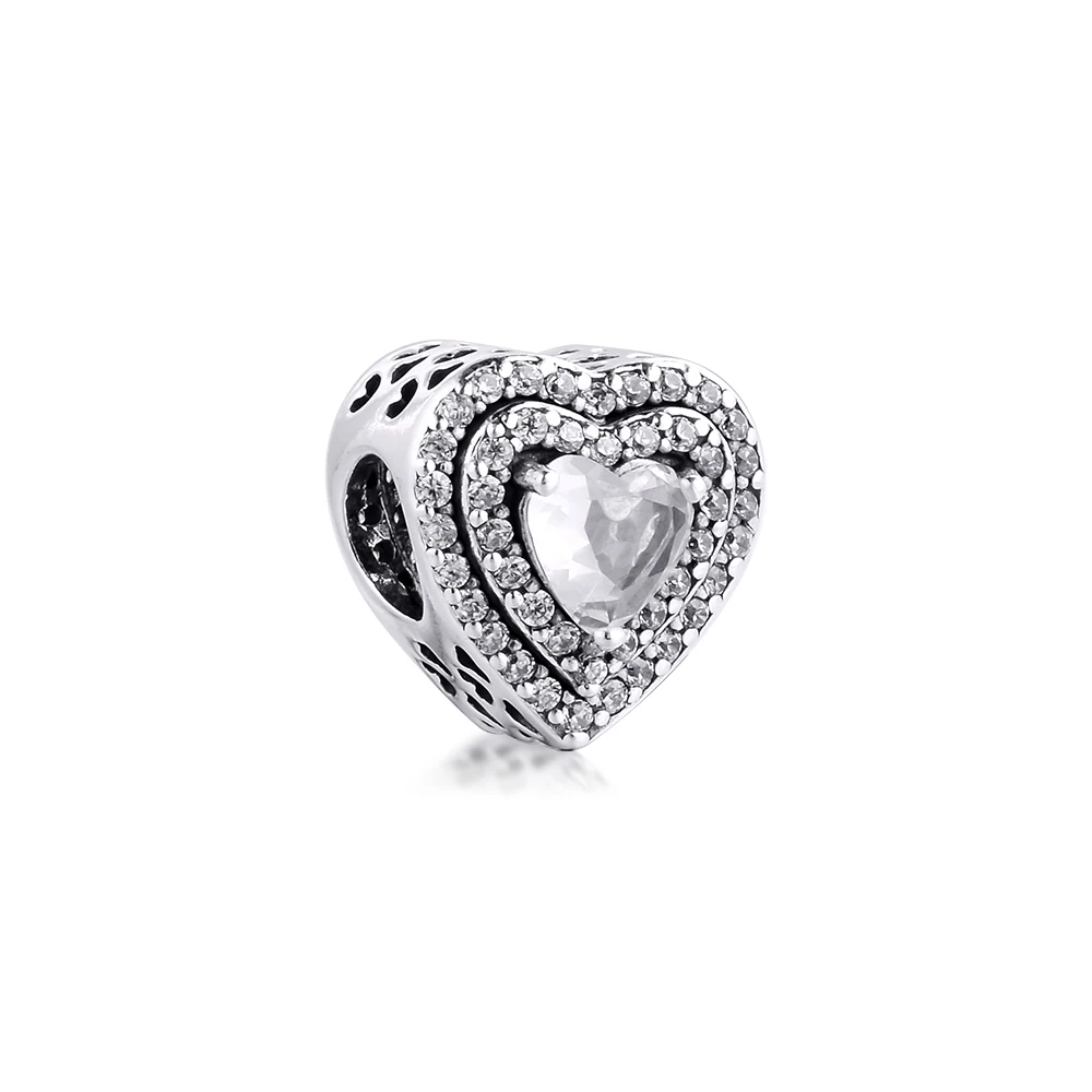 

Fits Pandora Bracelet Silver 925 Original Sparkling Leveled Hearts Charm Beads Women DIY Jewelry Making Charmsy Berloque