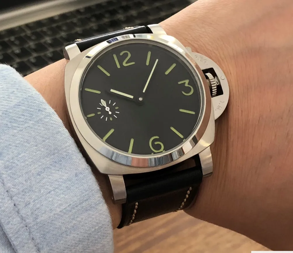 Мужские механические часы 44 мм без логотипа с черным циферблатом | Наручные