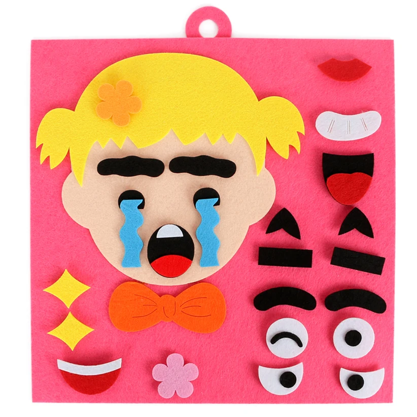 1 set of children's toys DIY mood change jigsaw puzzle recognition facial expressions learning toy children jigsaw teaching mate - Цвет: Girl style