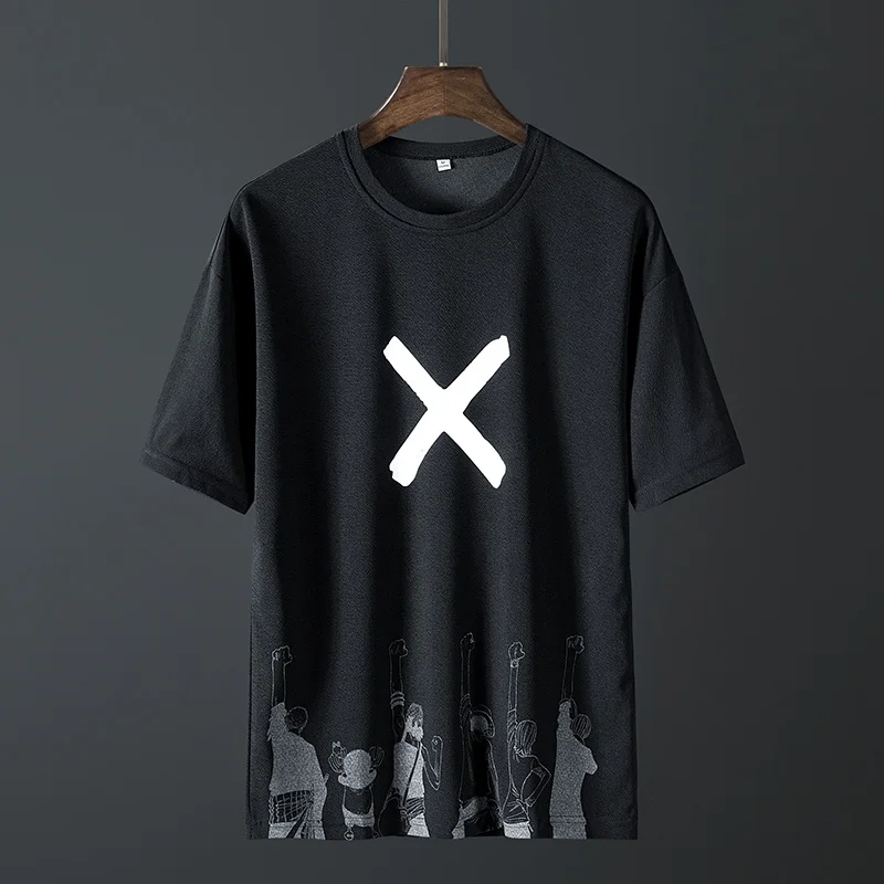 Костюм мужской летний из футболки и шортов Модный комплект для фитнеса с