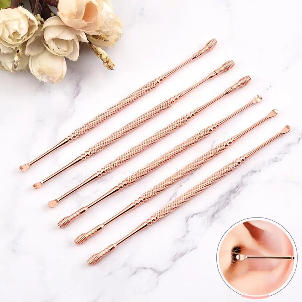 

1Pcs Steel Rose-gold Earpick Wax Remover Curette Cleaner Easy Earwax Removal Swab Kit Health Care Tools Ear Pick