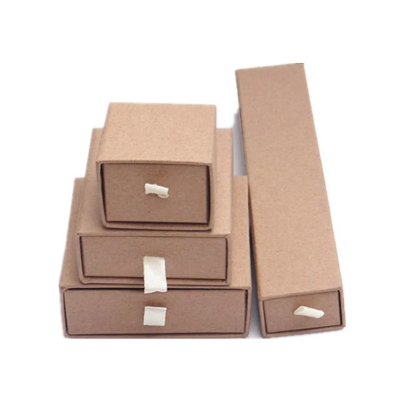 70 шт./лот шкатулки для ювелирных изделий Подарочная коробка из крафт-бумаги колец
