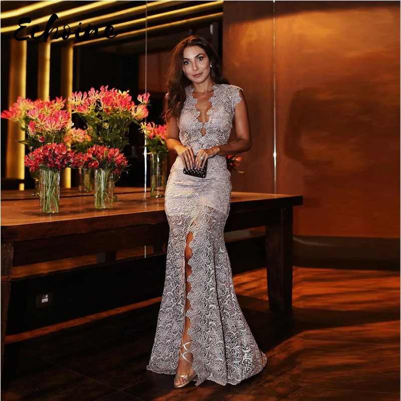 Женское вечернее платье с глубоким V-образным вырезом без рукавов - купить по