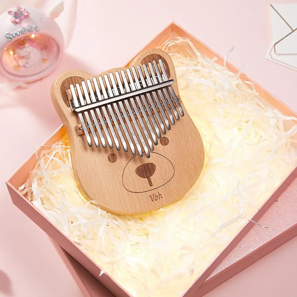 17 клавишный Буковый деревянный калимба пальцевый пианино Мишка с сумкой для