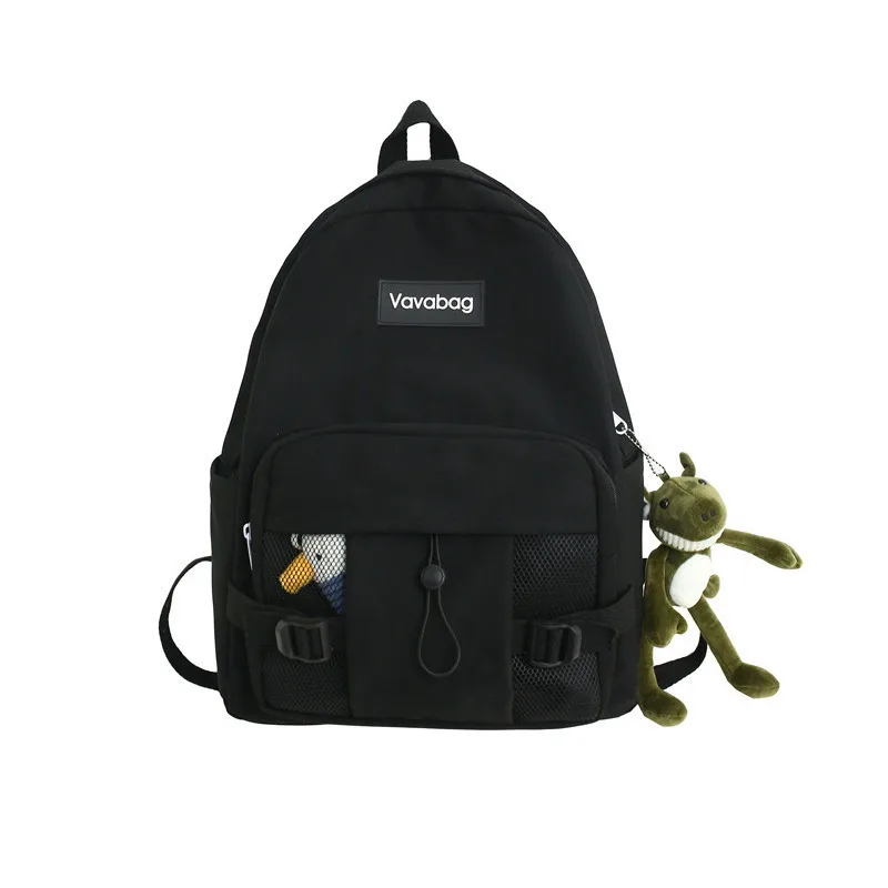

2020 High Quality Canvas Women Backpack Female Cute Pendant Solid Schoolbag For Teenage Girls Travel Backpacks Book Bag Mochilas