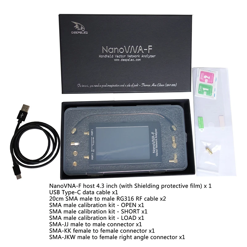 Векторный анализатор сети NanoVNA-F 4 3 дюйма с ЖК-дисплеем IPS КВЧ УВЧ антенны 50 кГц-1000