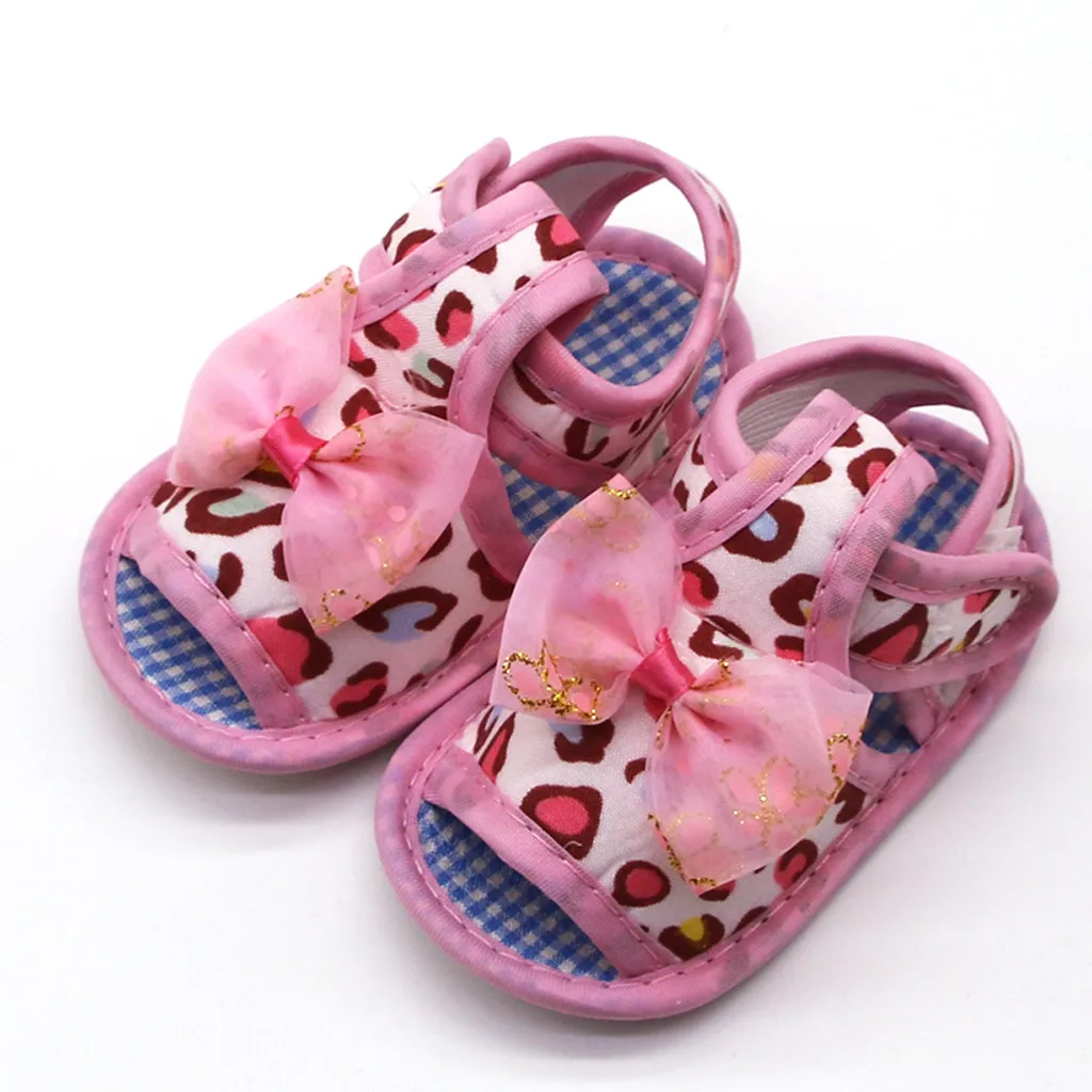 Сандалии с леопардовым принтом для новорожденных девочек кавайные розовые