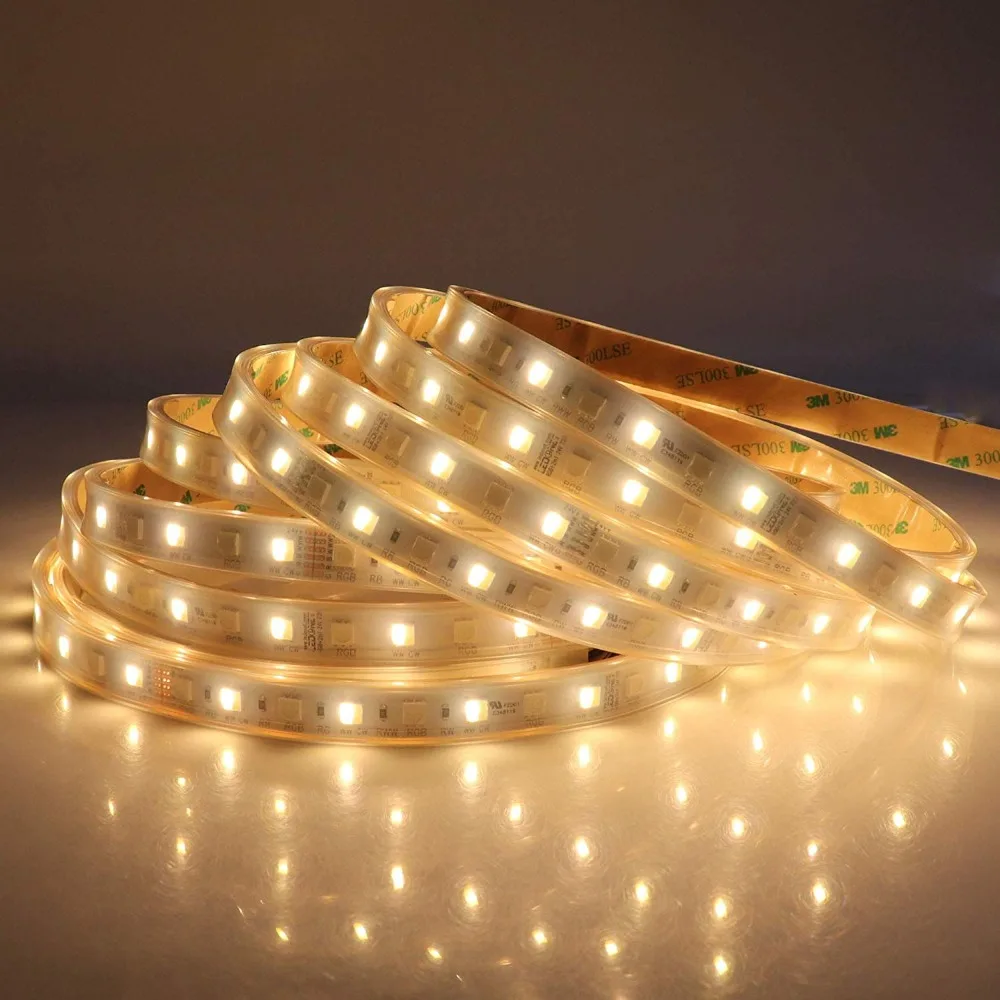 Светодиодные полосы света Гибкие 360 единиц 5050SMD 5 метров 24 В RGB+ CCT изменение цвета и цветовая температура регулируемая UL jk358