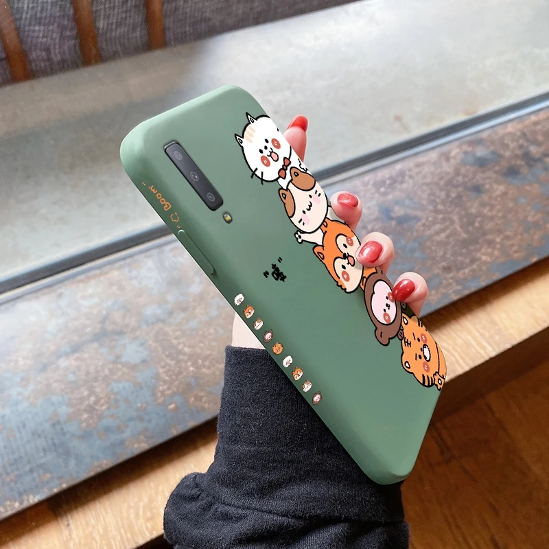 

For Samsung A6 PLUS 2018 A7 2018 A9 2018 A60 A22 4G A22 5G A03s Case with Cute pet pattern back cover Fall prevention casting