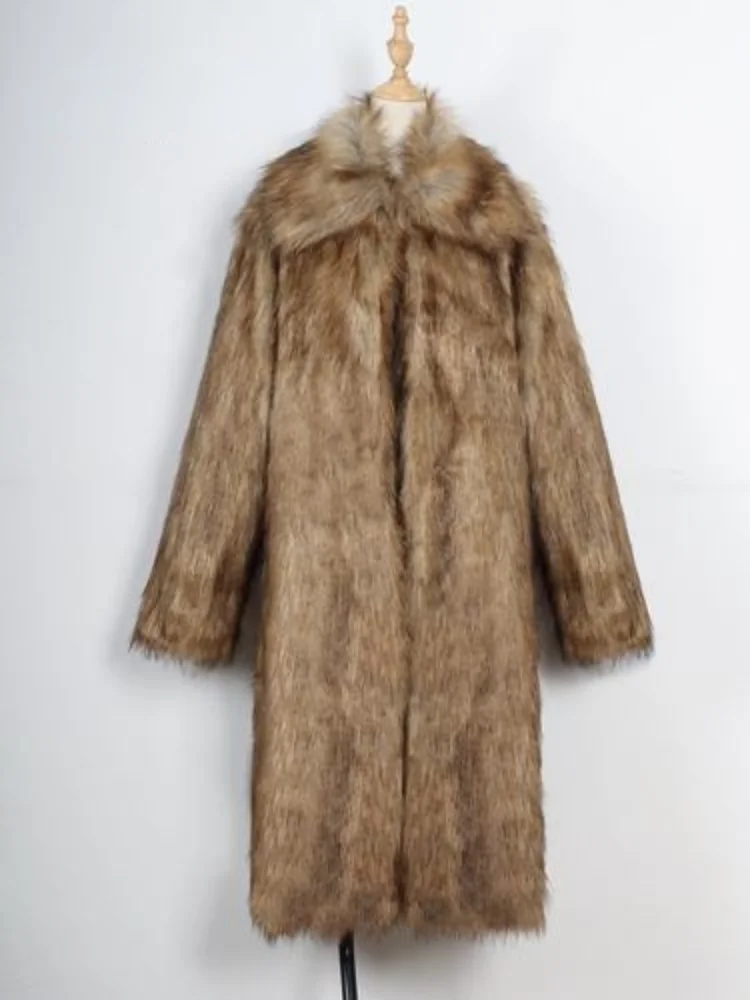 2021 Long Faux Fur Parkas Outerwear S-XXXL Thick Warm Winter Faux Fox Fur Women Imitation Fur Coat New Fashion Clothing