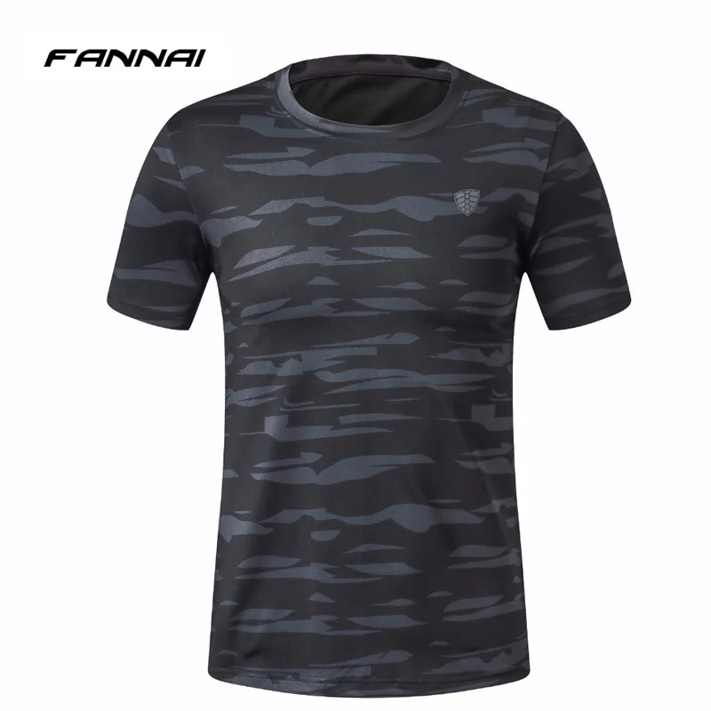 Брендовая мужская Спортивная футболка для бега камуфляжная с коротким рукавом