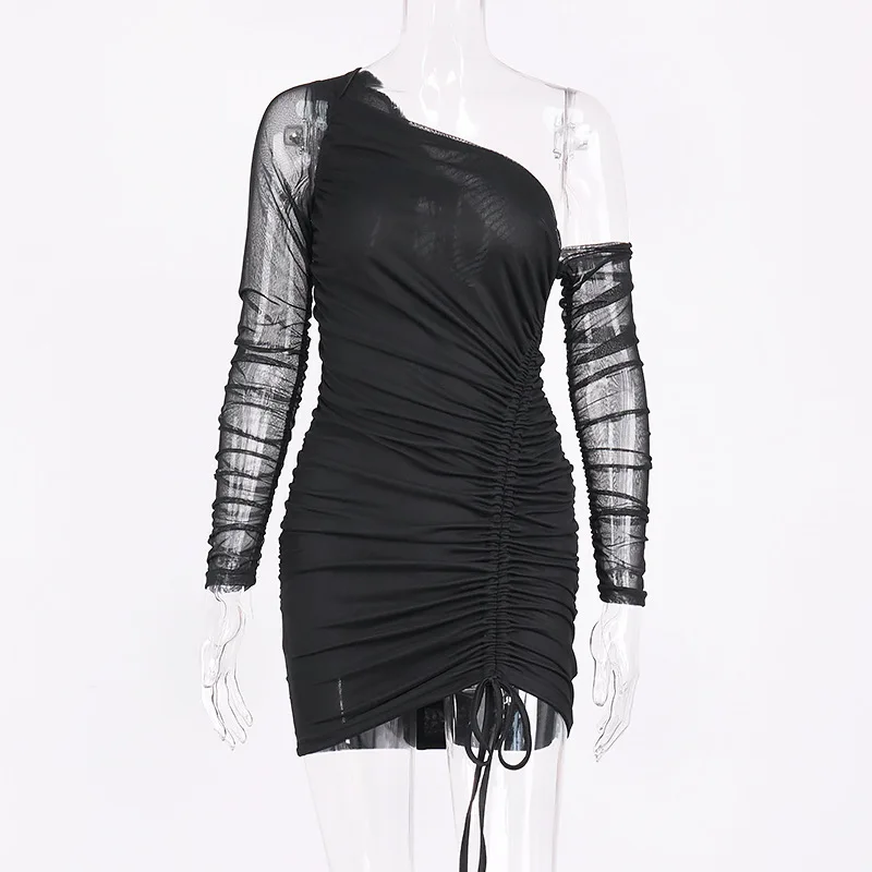 

2021 Fashion Sexy Mesh Dress For Women Party Dress Office Street Ladies Wear New Spring Simple Bodycon Mini Dress