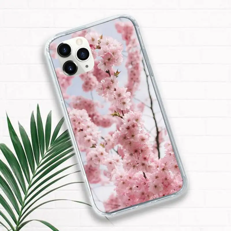 

Cherry blossoms pink flower Phone Case for iPhone 11 12 pro XS MAX 8 7 6 6S Plus X 5S SE 2020 XR Luxury brand shell funda coque