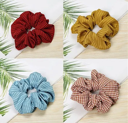 Женские резинки в клетку стиле ретро простые для волос Женский хвостик