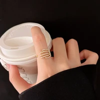 simple design sense imitation pearl paw ring female fashion atmosphere open ring geometric index finger ring