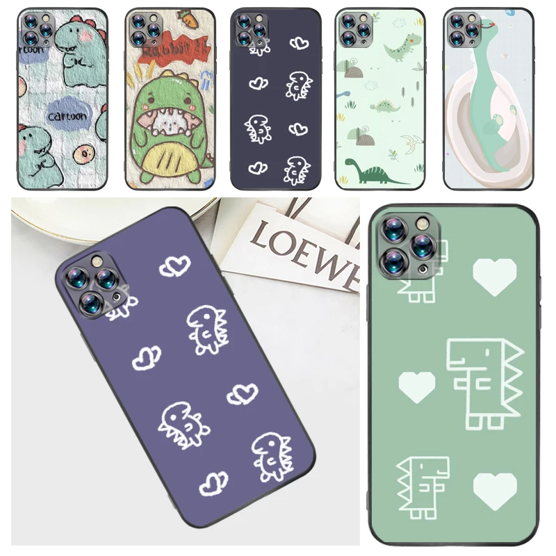 

Cute Flowers Funny Couples Dinosaur Color Painting Phone Case For iPhone 7 8 Plus 6 6S Cases Back Cover Coque Carcasa