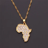 africa map pendant necklace crystal rhinestone bling jewelry for men women ethiopian jewelry african maps hiphop necklace