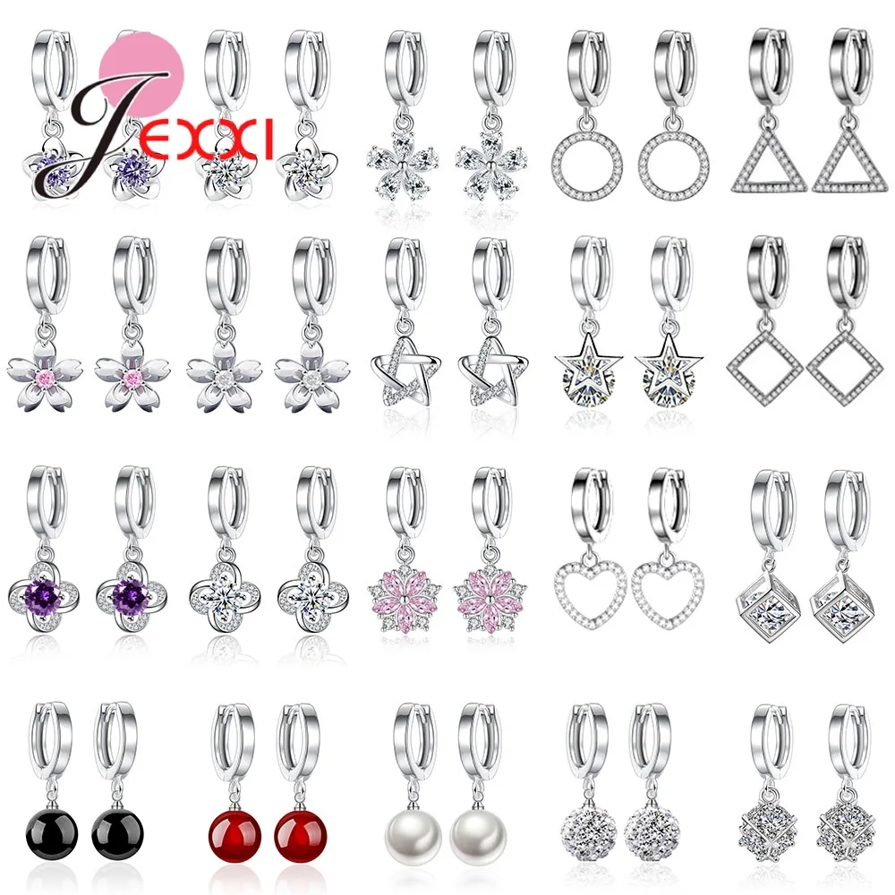 

Top Brand Flower 925 Sterling Silver Drop Earrings For Women Cartilage Piercing Earings Korean Trend Geometric Design Jewelry