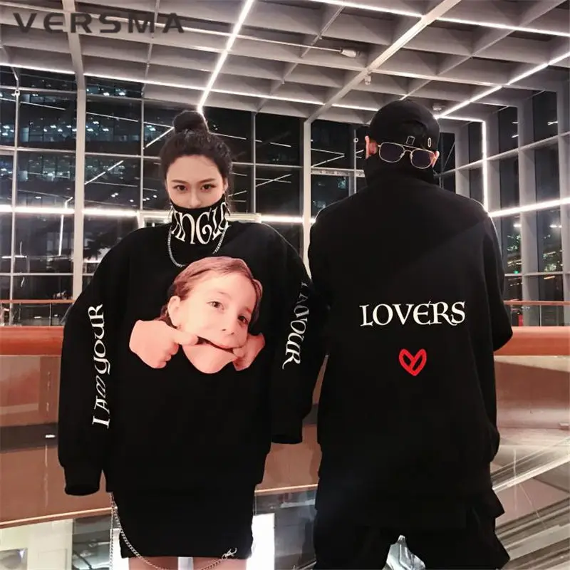 VERSMA корейский Harajuku Ulzzang 3D печатных толстовки кофты для мужчин и женщин осень High Street хип хоп свободные Рождество Пара Толстовка