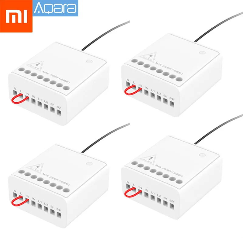 4pcs С русского) Xiaomi Mijia Aqara двусторонний модуль управления беспроводной релейный контроллер 2 канала работает для Mijia APP умный дом - Цвет: 4pcs