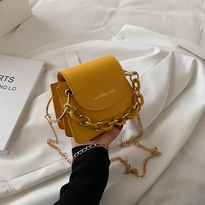 

Retro solid color simple small bag personality 2021 new fashion single shoulder bag chain western style messenger small bag
