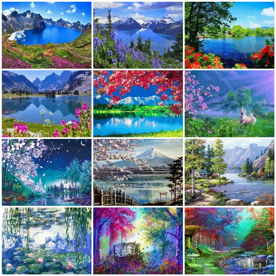 AZQSD DIY картина маслом Краски ing по номерам пейзаж Unframe украшения дома Акриловые