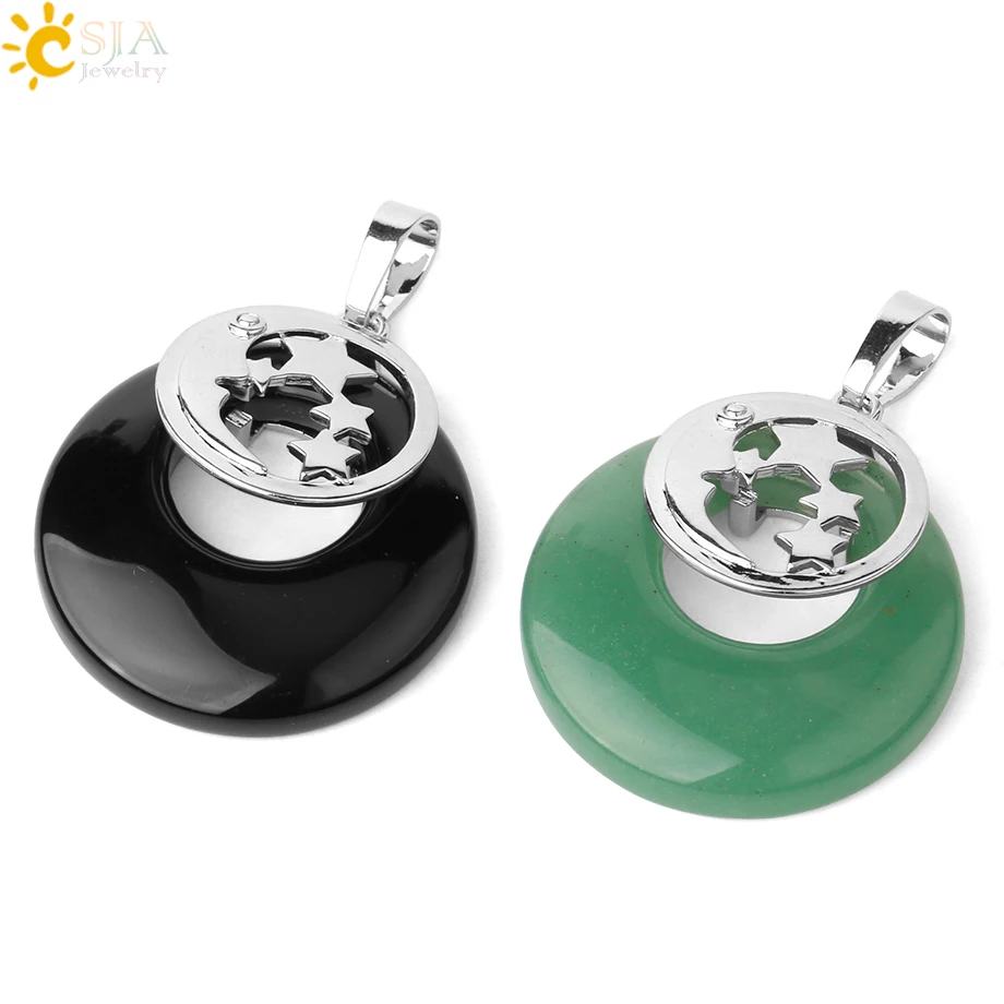 CSJA ожерелье с натуральным настоящим камнем подвеска круглой кварц для лечения