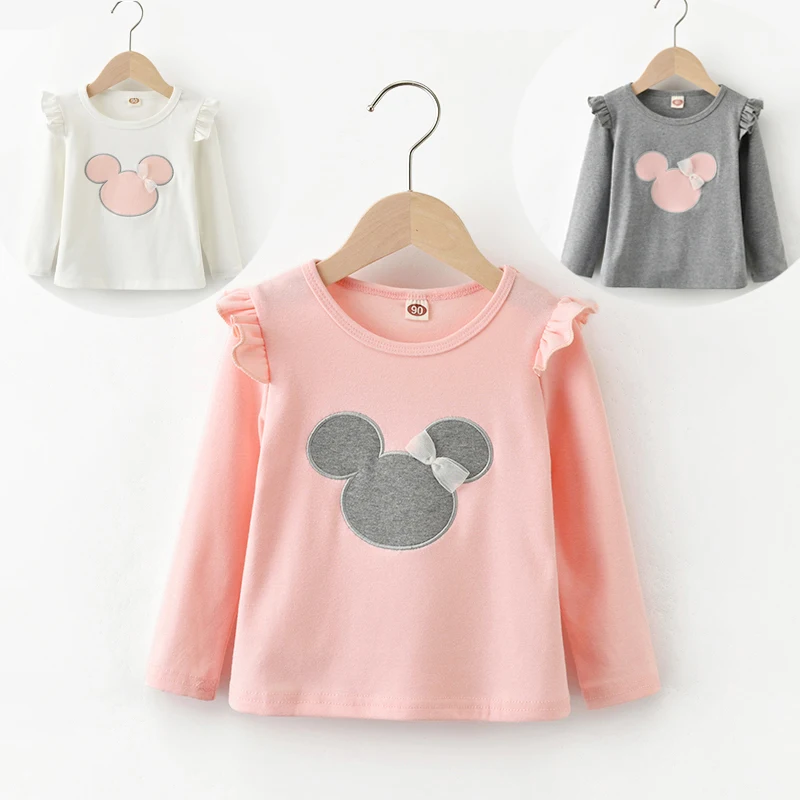 Одежда для маленьких девочек Футболка с рисунком мыши из мультфильма футболки