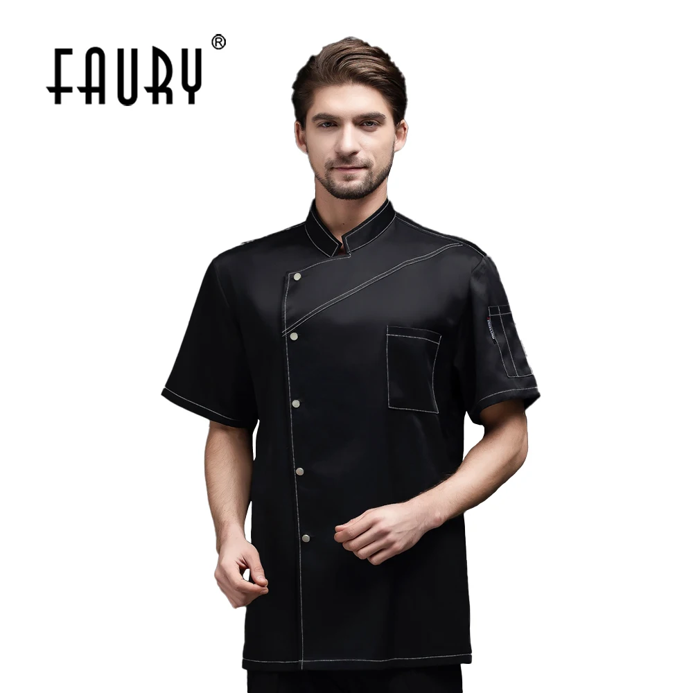 

Unisex Chef Jacket Short Sleeve Cook Wear Hat Apron Restaurant Waiter Uniform Kitchen Catering Food Service Cocinero Uniforme