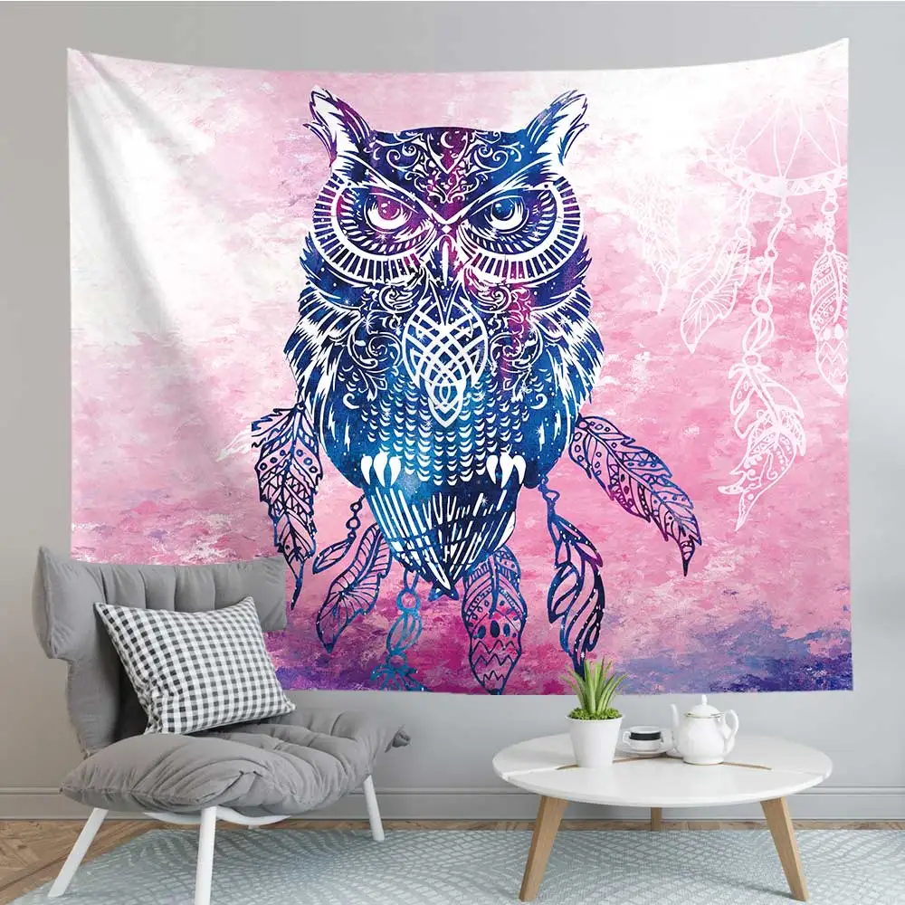 

Animals Pink Owl Tapestry Wall Hanging Room Decor Hippie Wall Tapestry Cloth Hippie Psychedelic Tapestry Blanket Dropshipping
