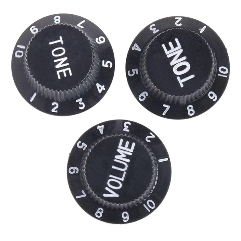 

Pack of 3 Plastic Guitar Volume Tone Control Knobs Buttons with Numbers