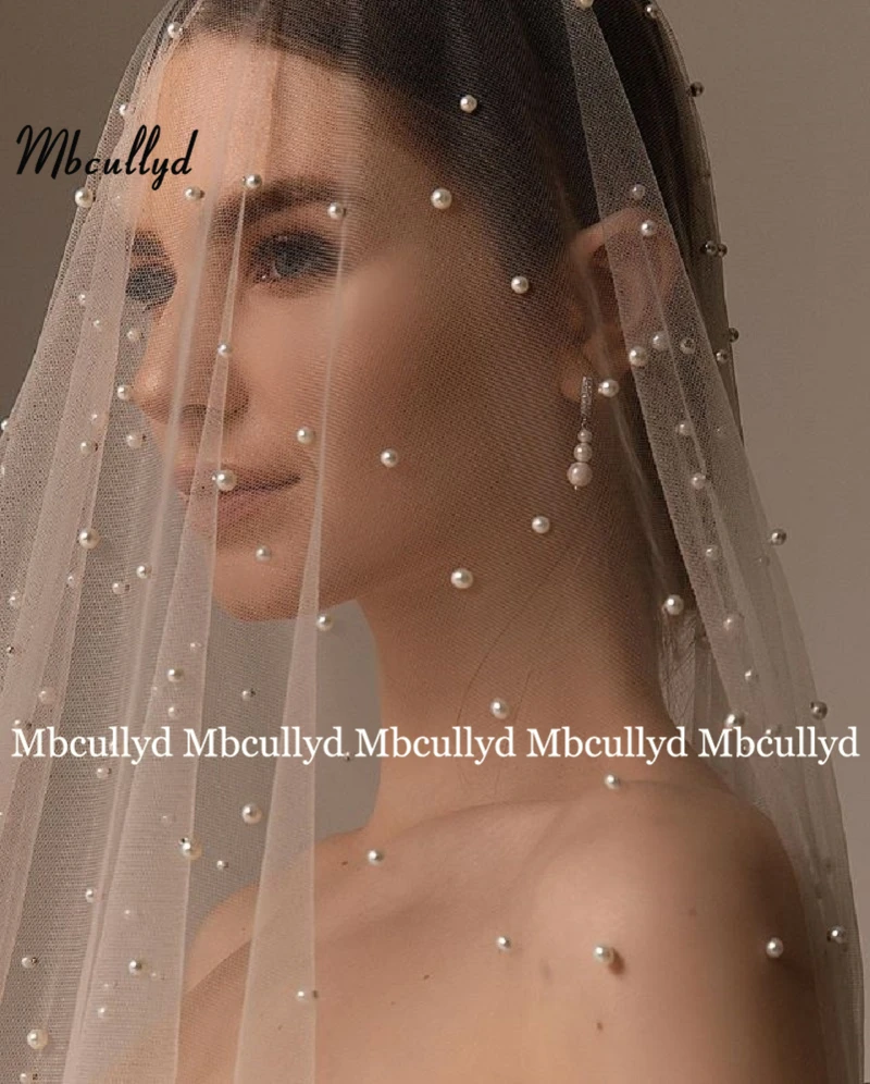 

Бохо цвета слоновой кости Длинная свадебная вуаль один слой мягкий тюль Румяна свадебная вуаль с жемчугом Velos de Noiva Свадебные аксессуары для невесты