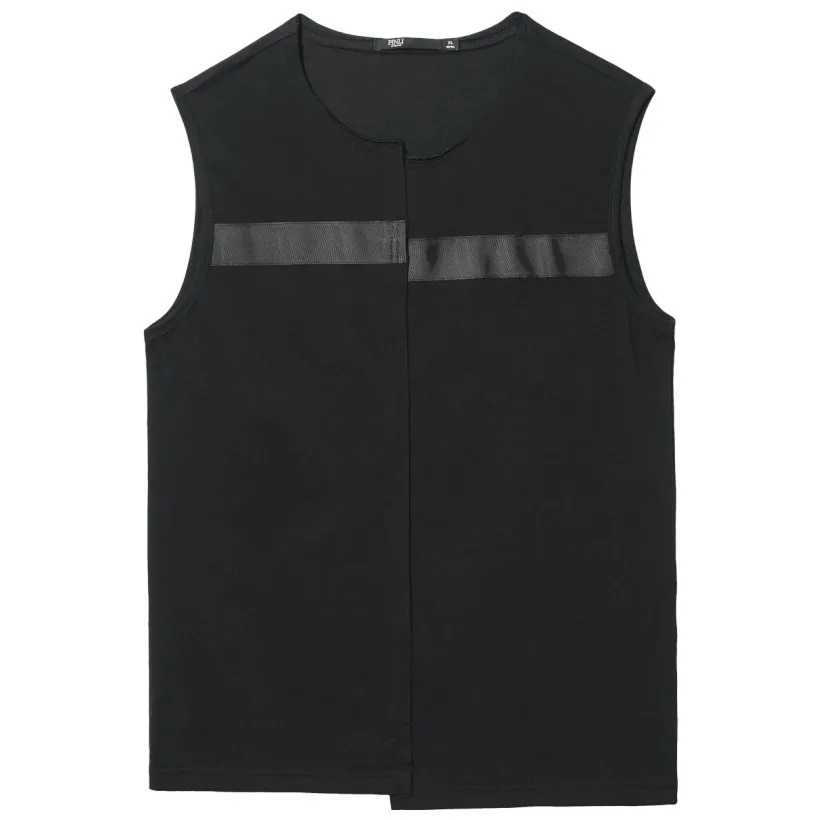 Pinli 2020 лето новый тонкий сплошной круглый вырез без рукавов светильник хлопок