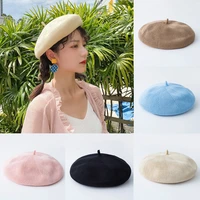 korean style spring summer breathable women girls berets caps sun hats lady fashion elegant retro beanie plain caps artist hats