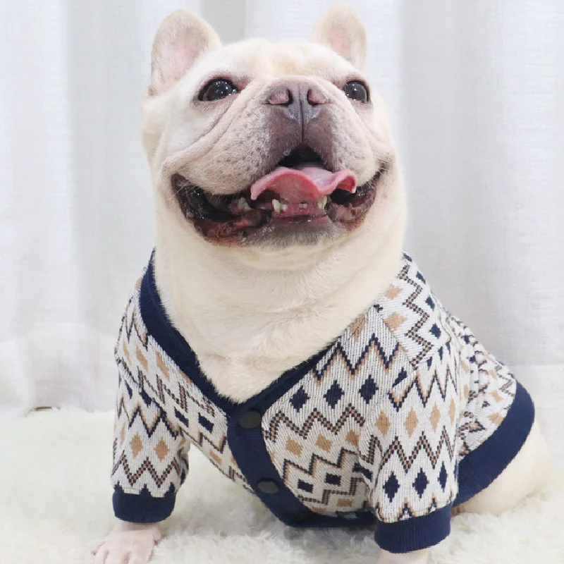 Дешево Зимний свитер для собаки в французском стиле, наряд, одежда, пудель, Бишон, шнауцер, мопс, одежда для собаки, кардиган, Прямая поставка